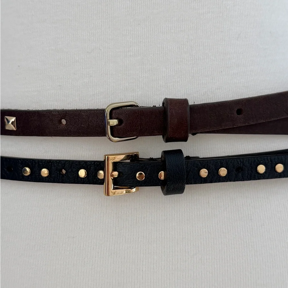 J. Crew Skinny Studded Leather Belt Bundle